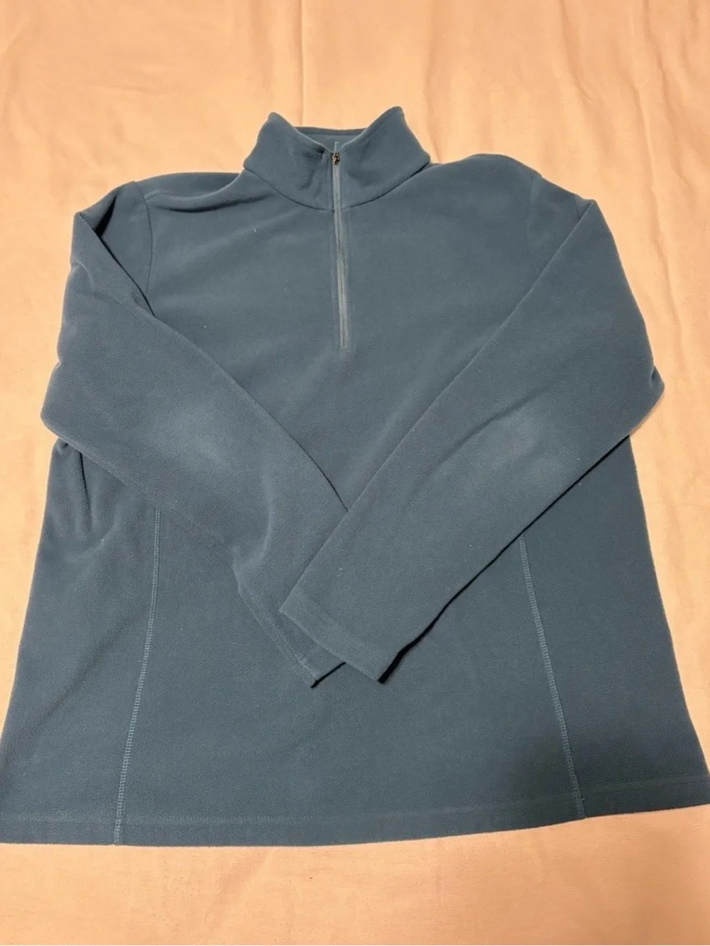 Men's Teal Quarter-Zip Fleece Pullover Sweater Lands End Size Large